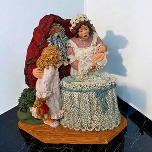 Vintage June McKenna Santa Girl & Nurse With Baby Welcome to The World 1993